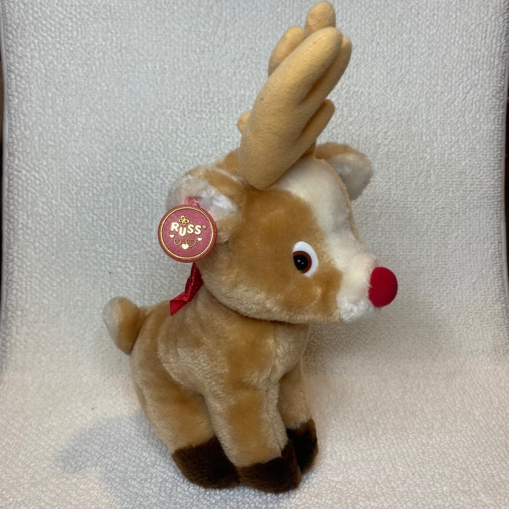 Russ Berrie Roscoe Rudolph The Red Nosed Reindeer Plush Stuffed Animal Christmas